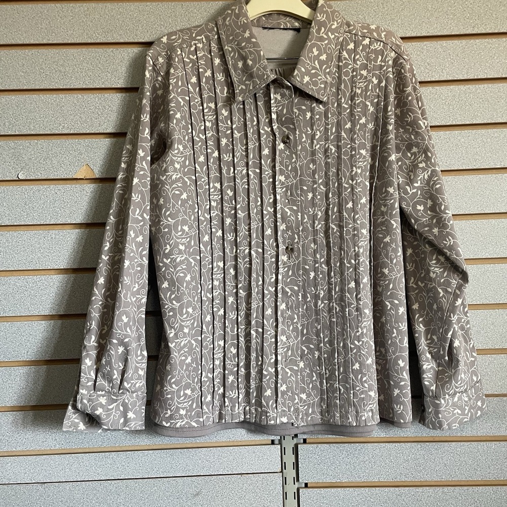 Denim & Co 2 Piece Set Medium Shirt Blouse Shirt-Long Sleeve Button Down Stretch